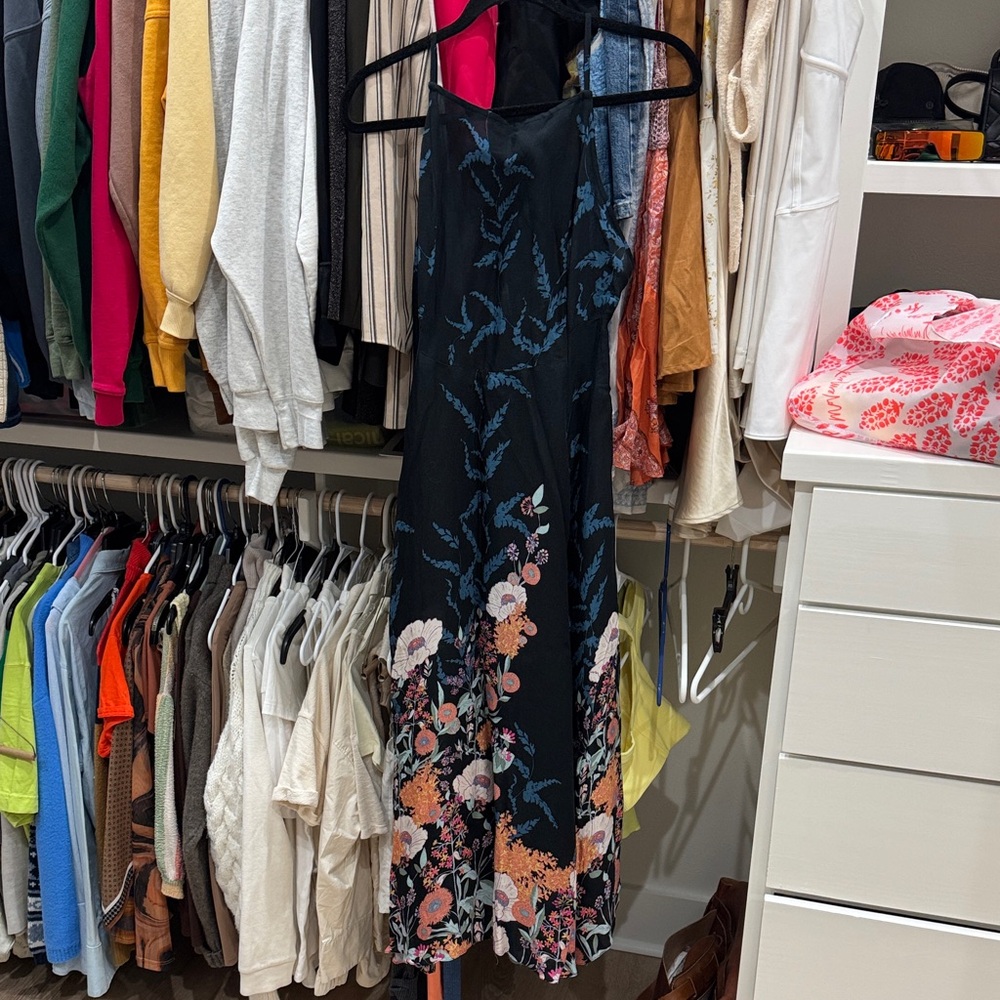 Free People Backless Floral Black Dress